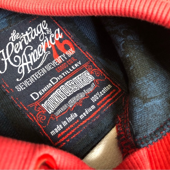 The Heritage by America 1776 Denim Distillery Hoodie Men's Medium Pull Over - Picture 4 of 16